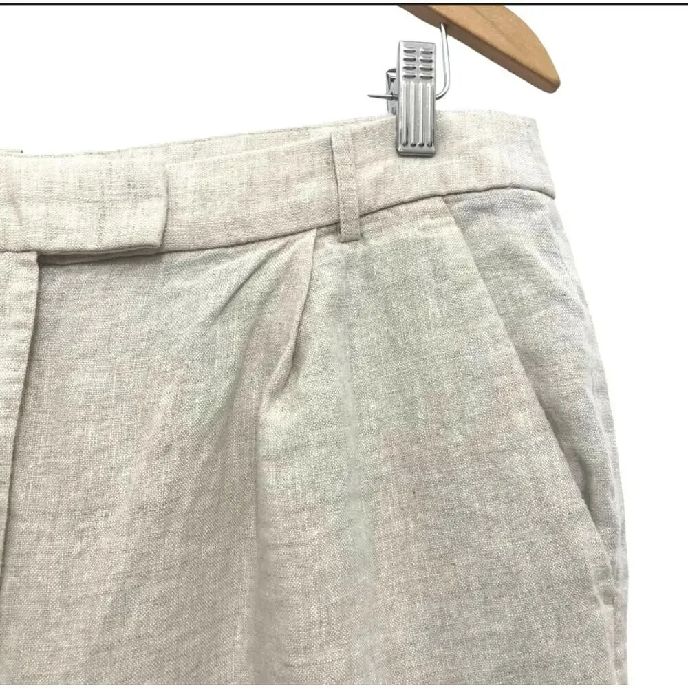 Banana Republic Lina Straight-Leg Linen Pants Sz 12 Tall Long Capsule Wardrobe